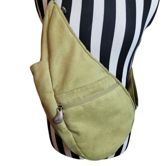 AmeriBag Green Suede Fabric CrossBody Sling Shoulder Bag Healthy BackPack - Picture 5 of 11